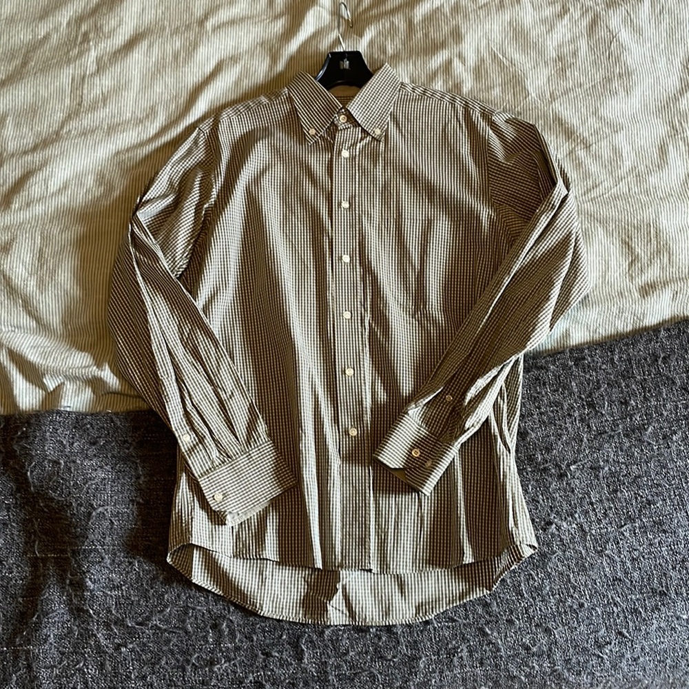Men’s Mirto dress shirt, green check. Medium (39.5” chest)